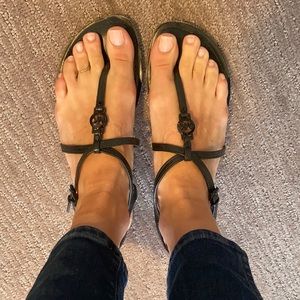 Black leather Michael Kors sandals